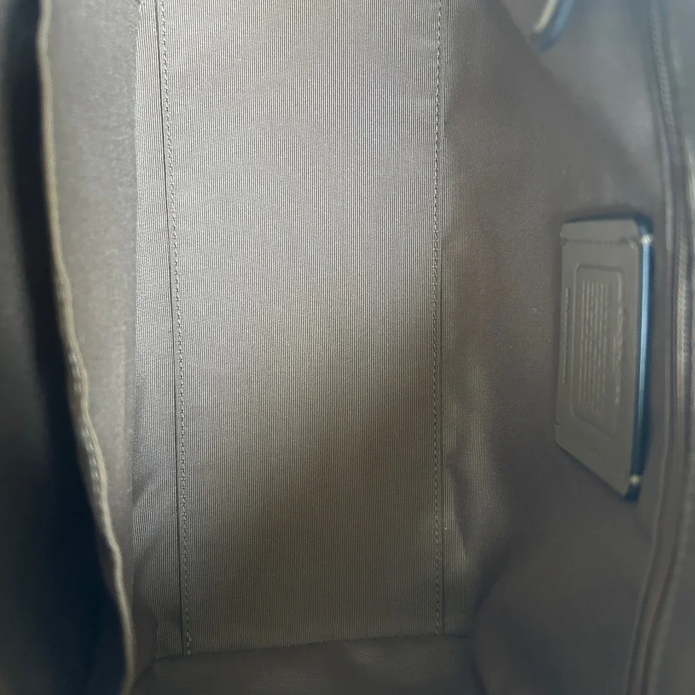 Coach Rowan Satchel Khaki Chalk Signature Canvas Leather Bag Excellent‎